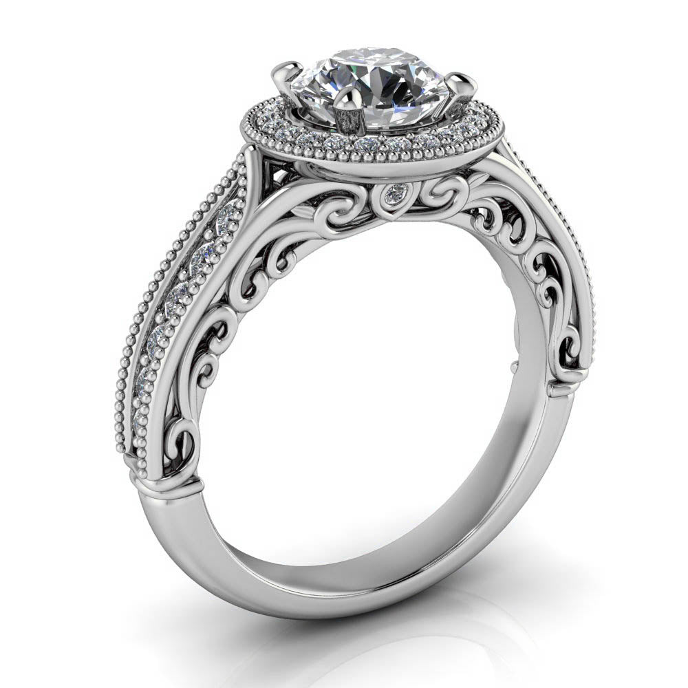 Vintage Halo Moissanite Engagement Ring - Ophelia – Moissanite Rings