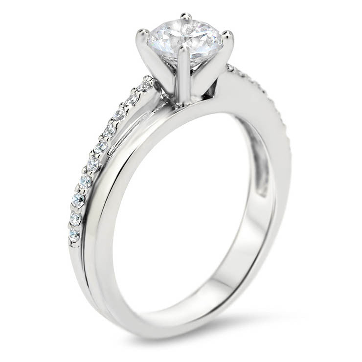 Diamond Bypass Style Moissanite Engagement Ring -  Cas