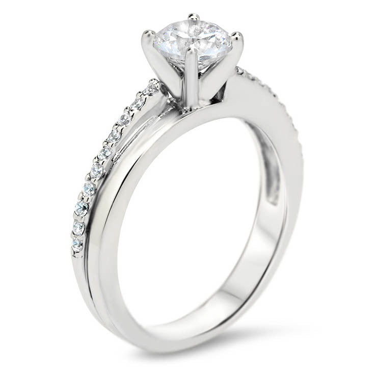 Diamond Bypass Style Moissanite Engagement Ring - Cas – Moissanite Rings