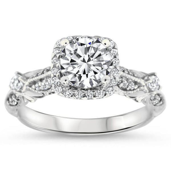 Antique Style Moissanite Engagement Ring Diamond Setting - Tressa 2ct ...