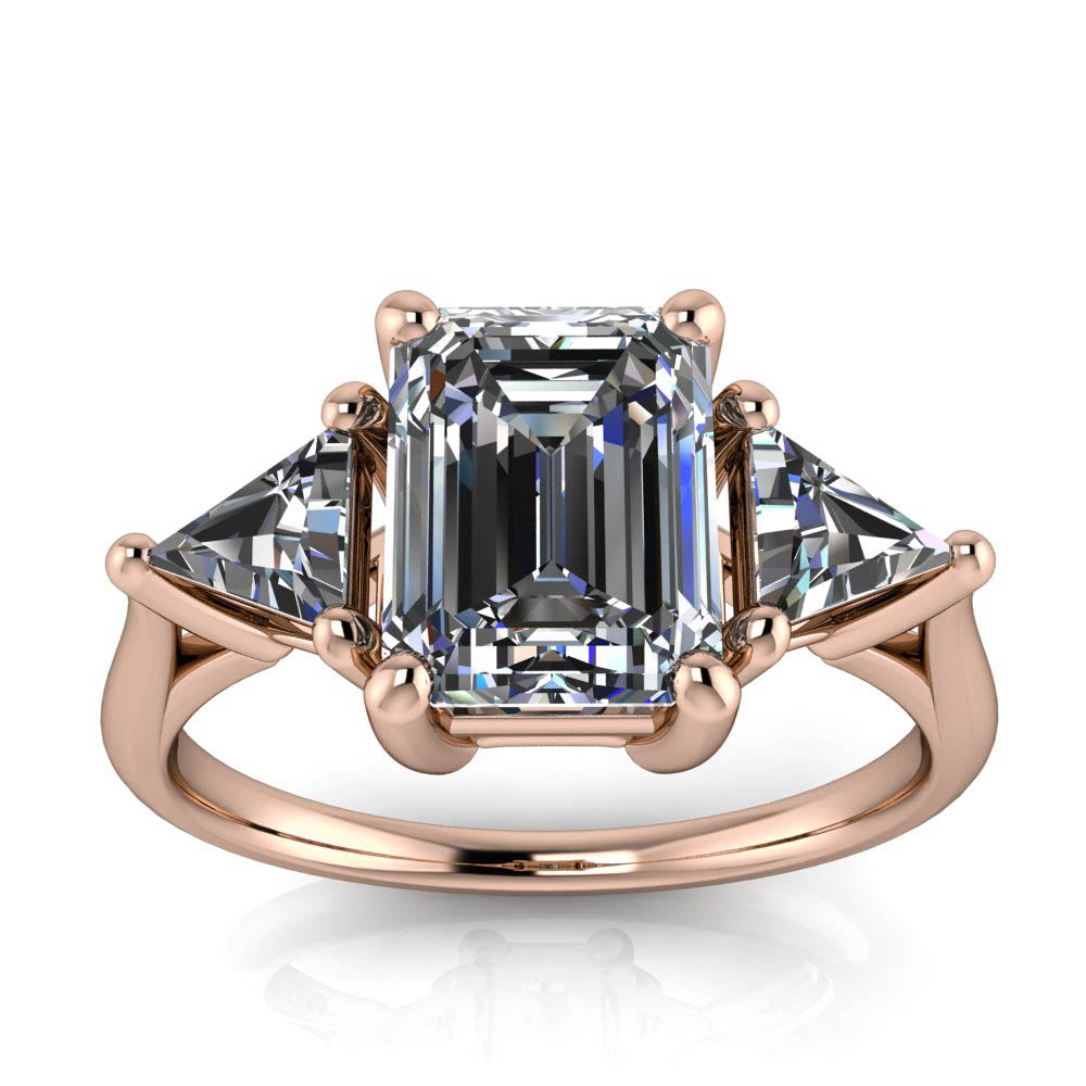 Three Stone Engagement Ring Emerald Cut 