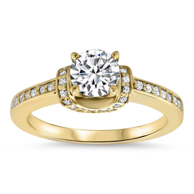 Diamond Accented Forever One Moissanite Engagement Ring - Shawl ...