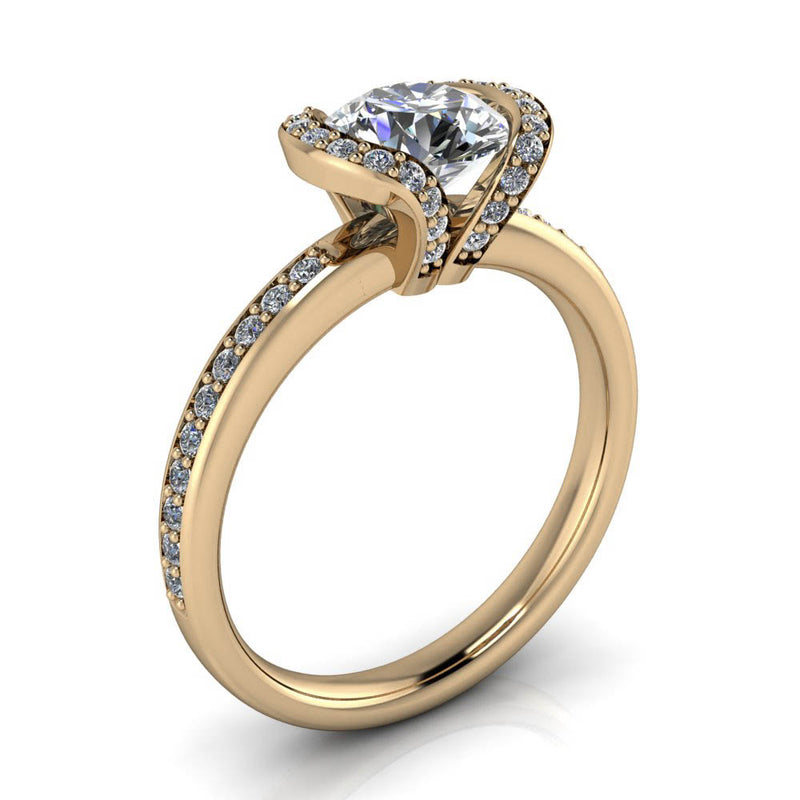 Half Bezel Set Engagement Ring Moissanite and Diamond - Jessica ...