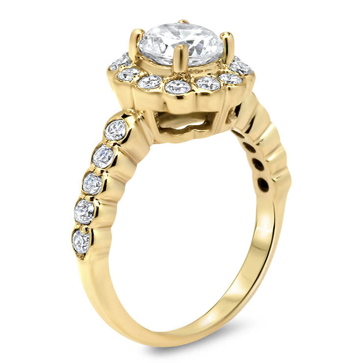Modern Floral Style Forever One Moissanite and Diamond Engagement Ring ...