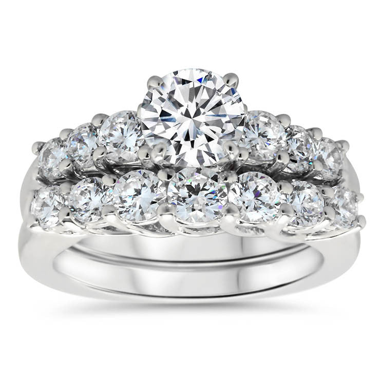 Diamond Engagement Ring and Wedding Band - Michela – Moissanite Rings
