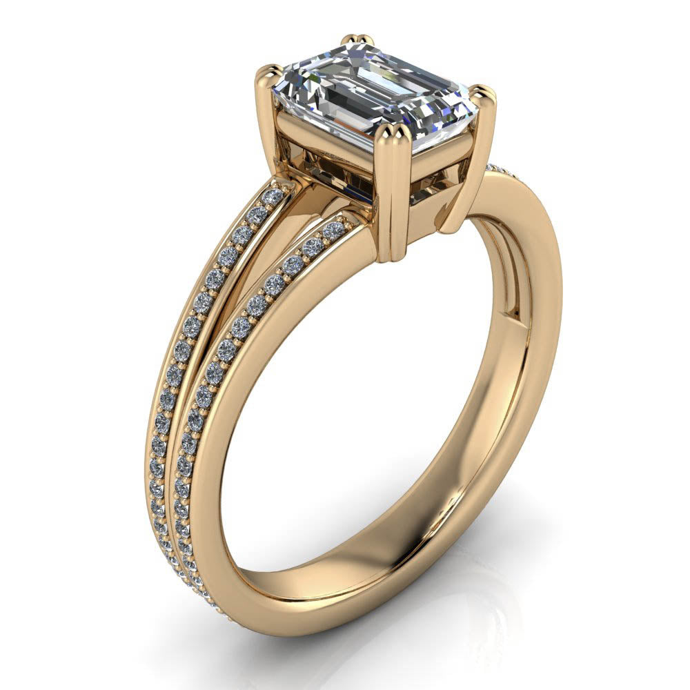 Split Shank Emerald Cut Engagement Ring - Rey – Moissanite Rings