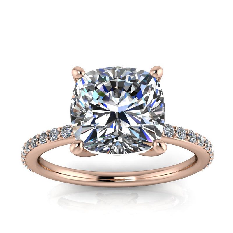 Unique Moissanite Engagement Ring Set 14K Rose Gold Engagement Rings  Vintage Floral Moissanite Rings - Camellia Jewelry