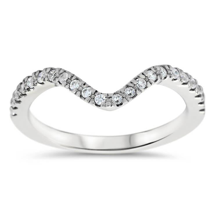 Diamond Curved Wedding Band - Fits Snowflake Engagement Ring ...