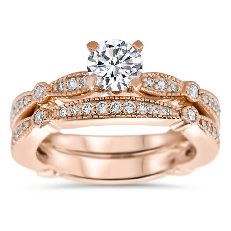 Vintage Inspired Wedding Set - Millie Wedding Set – Moissanite Rings