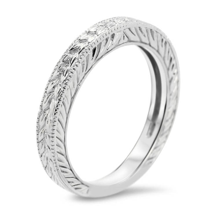 Engraved Band - Carved Solitaire Band – Moissanite Rings