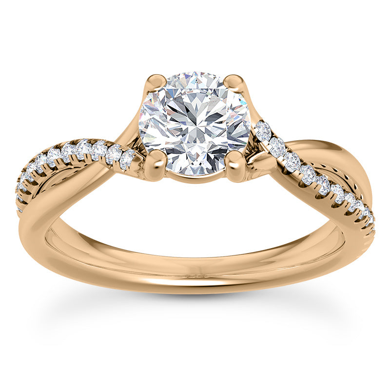 Diamond and Moissanite Engagement Ring - Half Twist