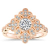 Vintage Halo Engagement Ring Moissanite and Diamond - Karen - Moissanite Rings