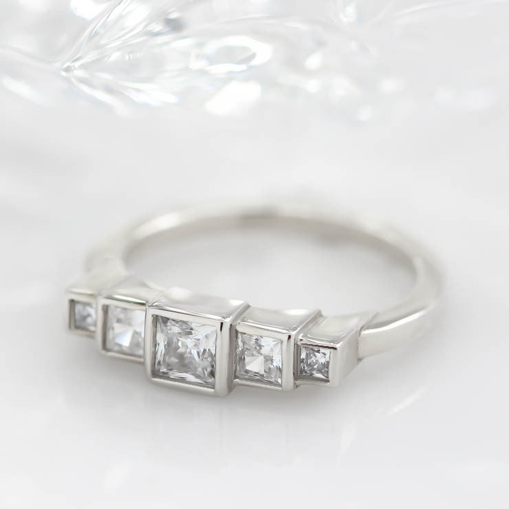 Princess Cut Diamond Engagement Ring Setting Moissanite Center Stone Unique Ring - Brooklyn