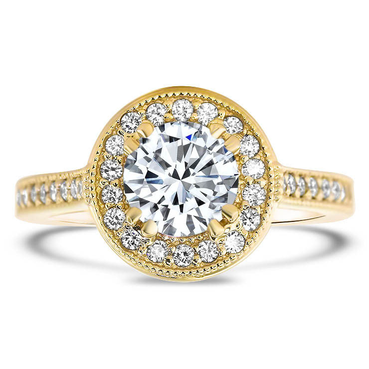 Diamond Halo Engagement Ring Setting Forever One Moissanite Engagement ...
