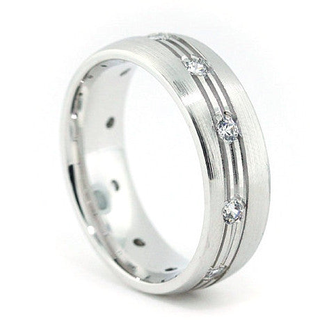 MBV Men's Outer Trio Diamonds Wedding Band