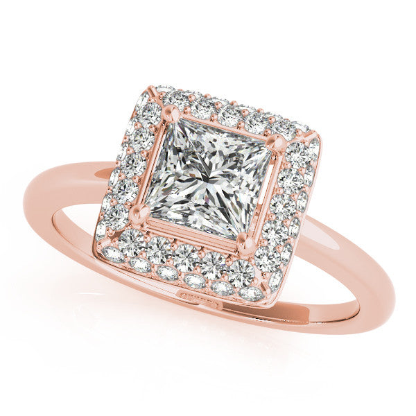 Princess Cut Bezel Set Diamond Halo Engagement Ring - Belle ...