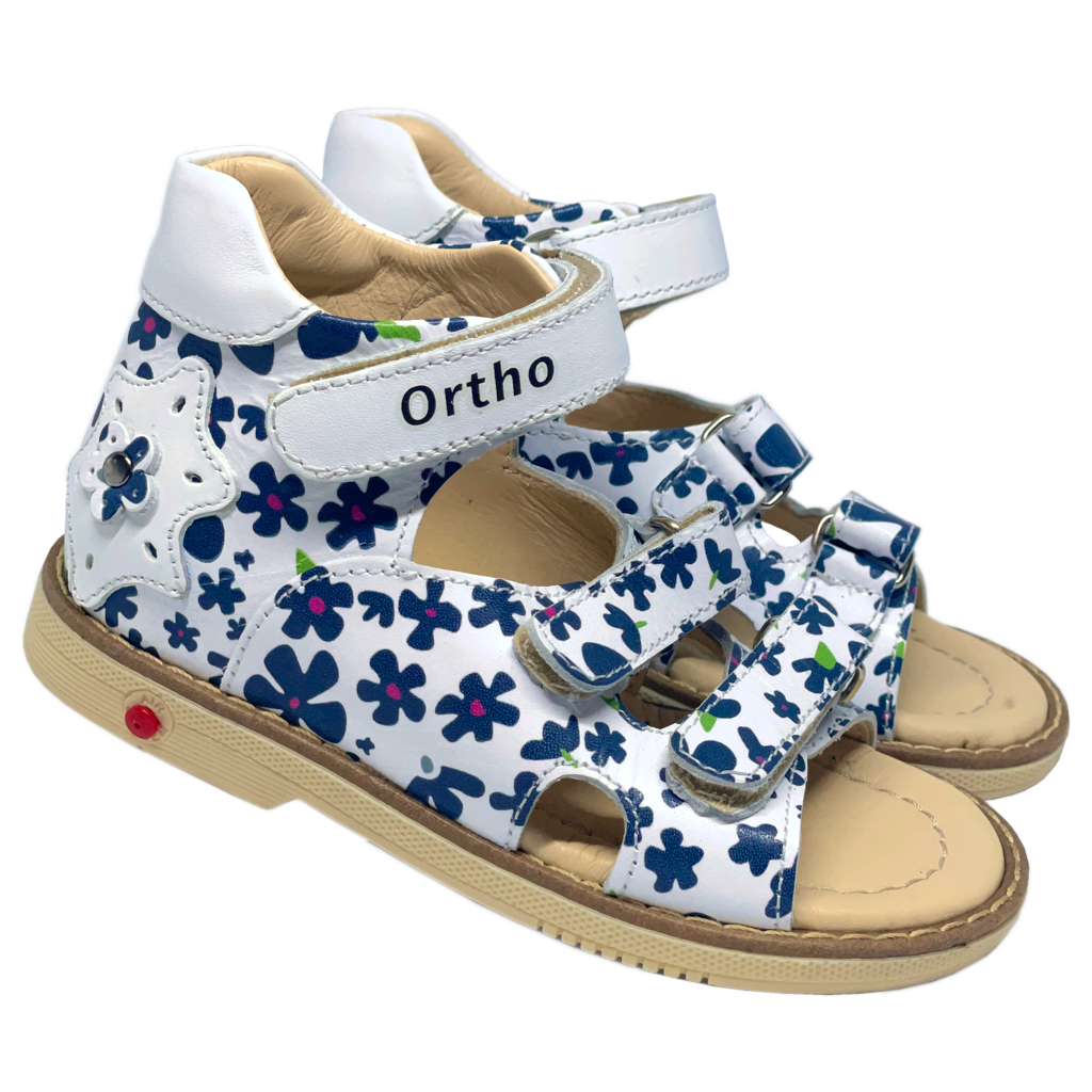 Orthopedic Sandals White-Navy | Arch and Ankle Support – Ortho Shoes ...