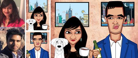 Personalized Couple Portraits Caricature by Prasad Bhat