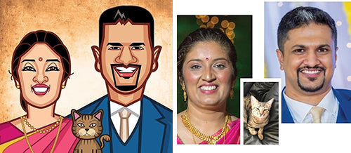 Family Caricature Portraits with Pets