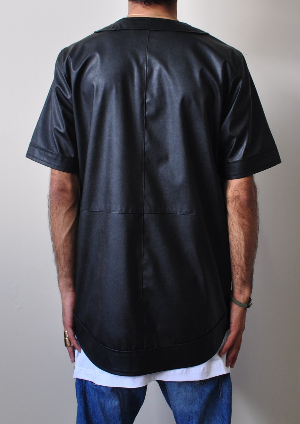 leather baseball jersey