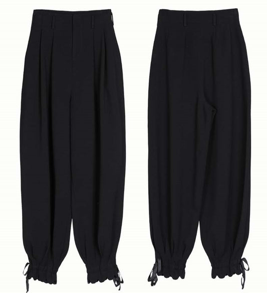 Harem Trousers Drape Silk Satin High Waist Drop Crotch Pants