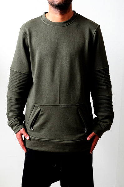 Men Crewneck Kangaroo Zipper Pocket Side Zipper Sweatshirt – Ofelya ...