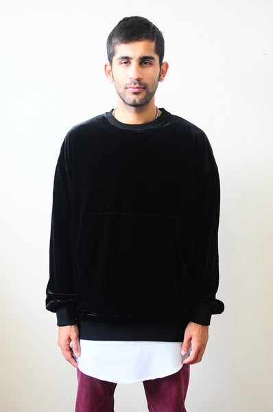 Velvet Vantablack Raw Edge Velvet 80's Sweater Oversized Fit Dropped S ...