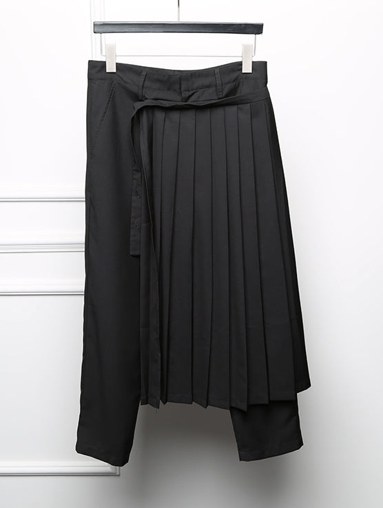 Detachable Wrap Skirt Men's Skirt Layer Suit Pants / Pleated Skirt / S ...