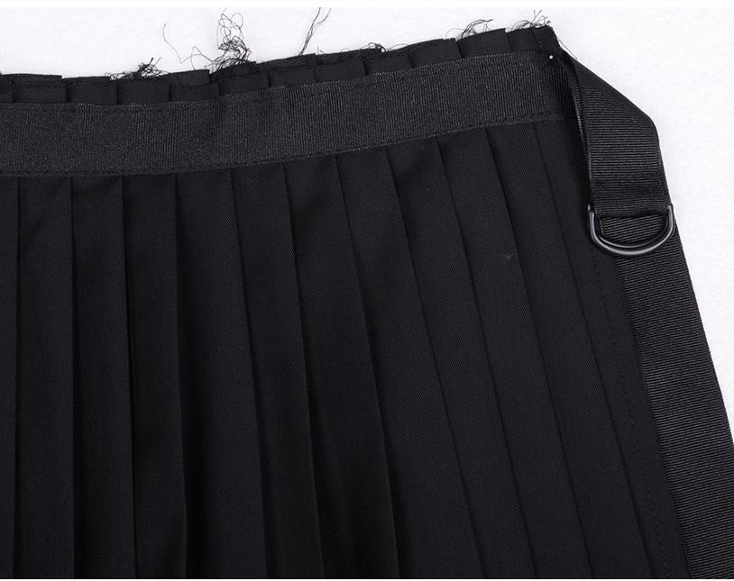 Dark Black Essentials Pleats Wrap Long Skirt // Pleated Skirt Mens / W ...