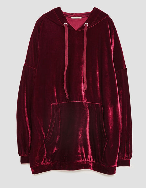 Unisex Oversized Burgundy Velvet Hoodie / Pullover Premium Quality ...