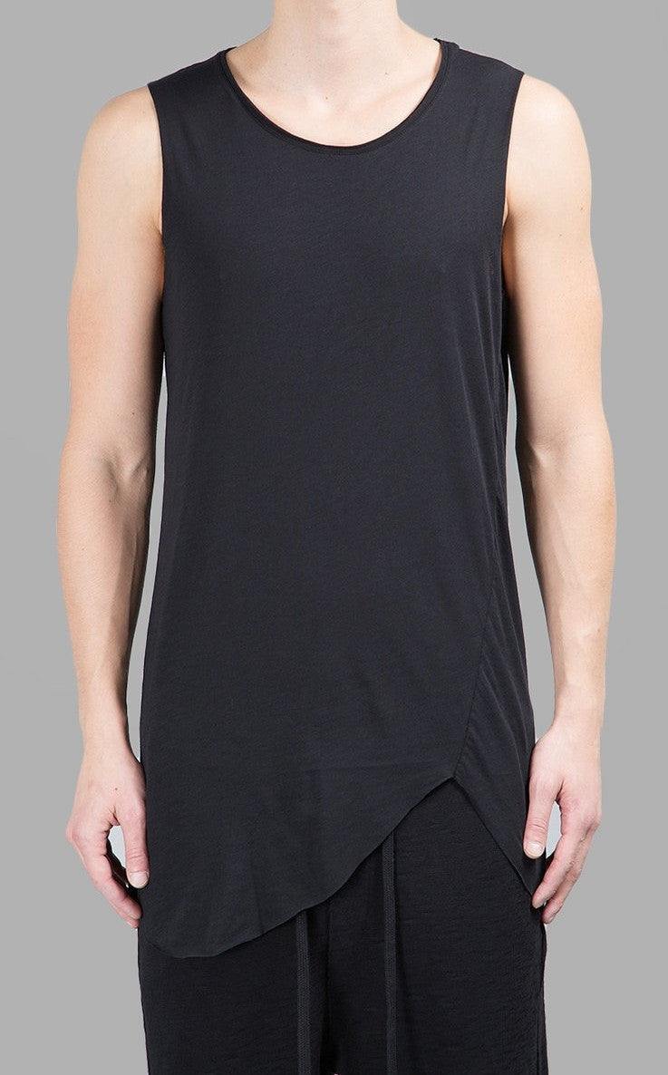 Men's Asymmetric Tshirt / Extended Essential Sleeveless Round Neck Lon ...