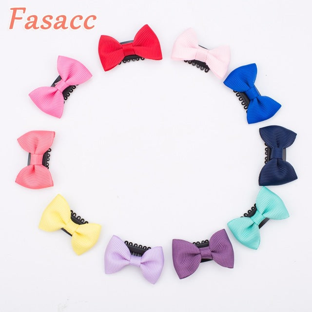 10pcs Lot Sewing Solid Dot Infant Baby Small Ribbon Bow Hair Clip