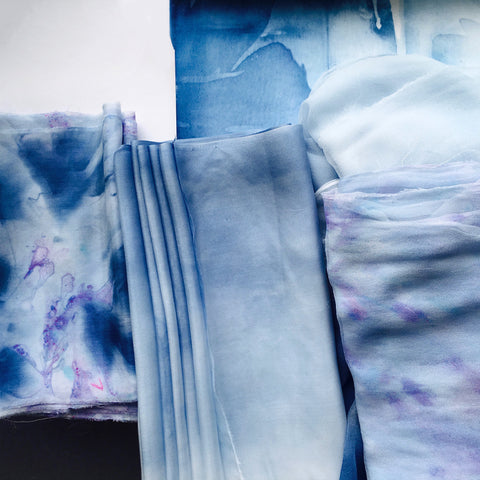 Kirsty Gadd Textiles  - Blue hand-dyed fabric- selvedge summer fair preview