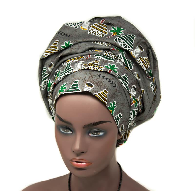 Grey African head wrap/ tess world designs HT325– Tess World Designs