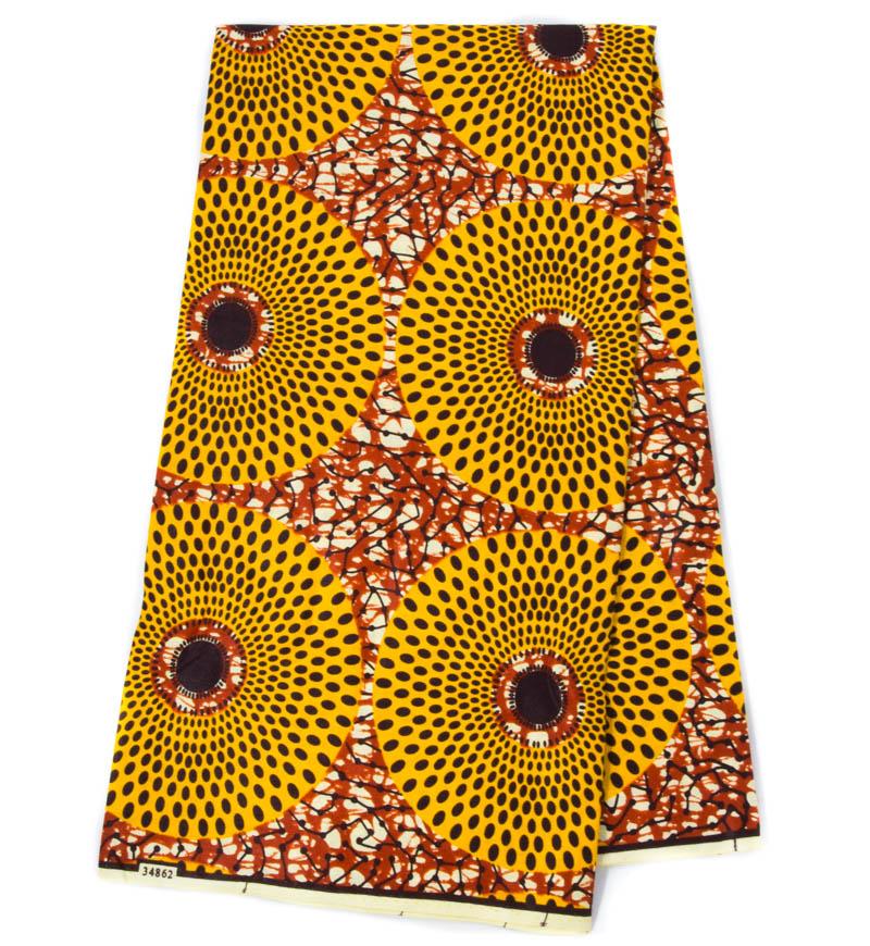 African fabric per yard/ gold circle print WP1447B– Tess World Designs, LLC