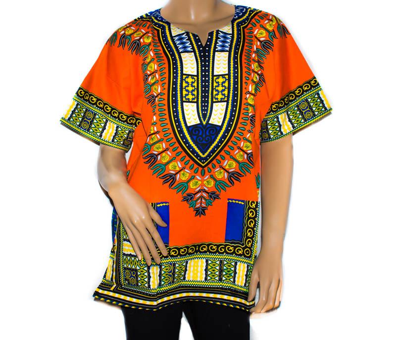 Dashiki men/ Dashiki women orange/royal blue DW14– Tess World Designs