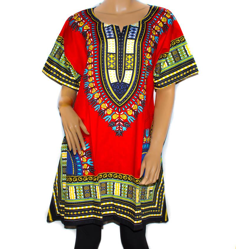 Dashiki mini dress/ African clothing/ red/royal blue DW24– Tess World ...