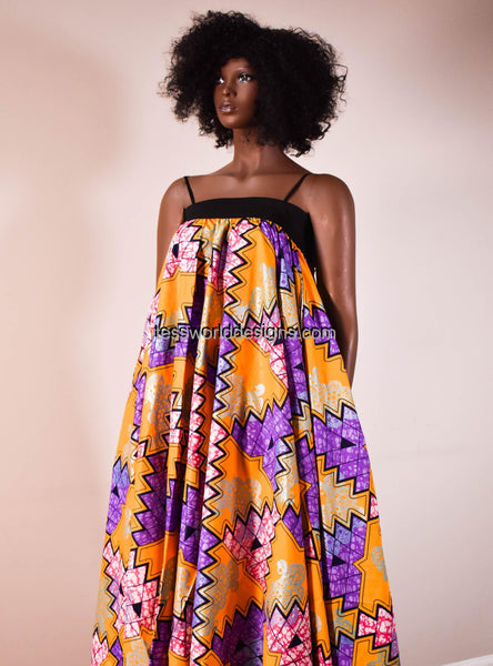 African Fabric/ Orange metallic Ankara fabric/ 6 yards WP1090– Tess ...