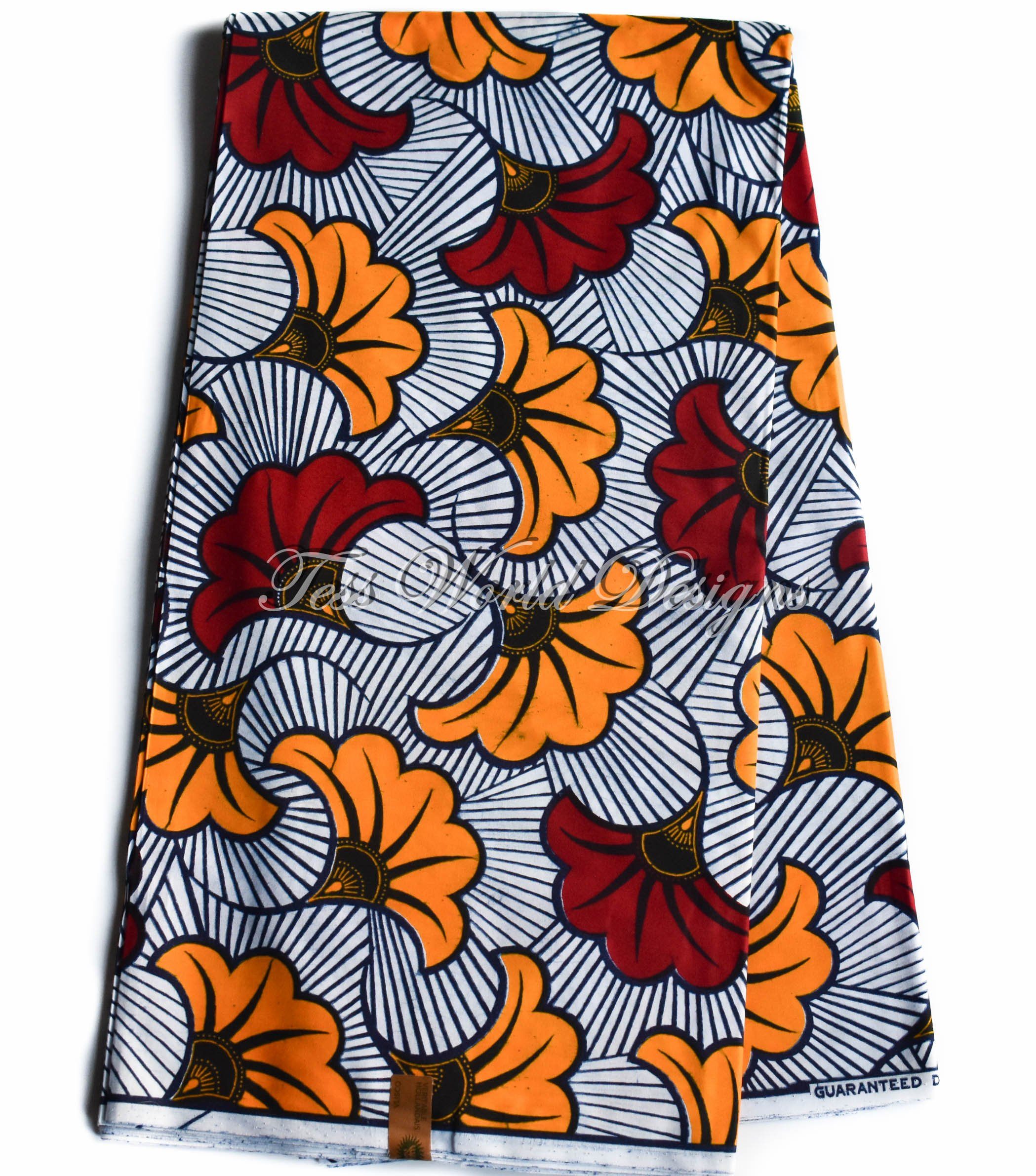 African fabric/ Vlisco Wax block Authentic, Ginkgo 6 yards HW59– Tess ...