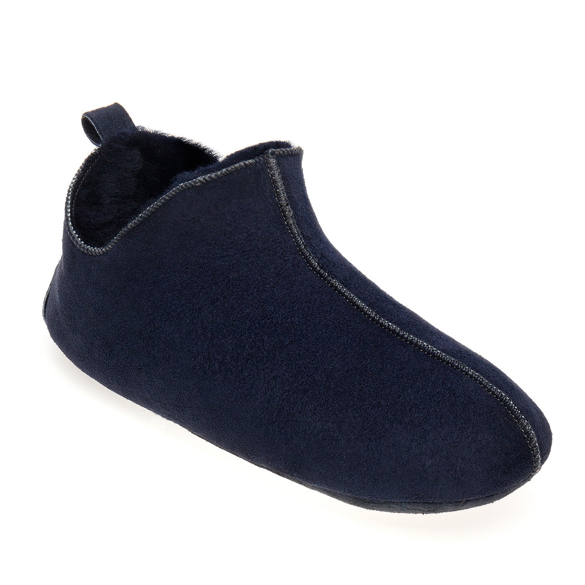 navy sheepskin slippers