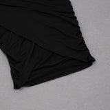 Zuri Black Halter Sexy Ruched Midi Dress
