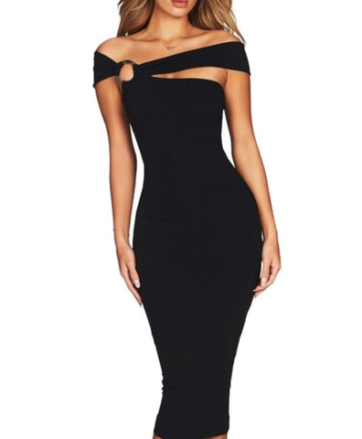 black midi bandage dress