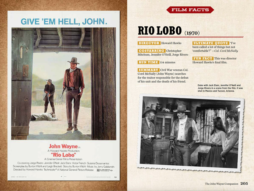 John Wayne Companion Rio Lobo Fact Sheet Inside Spread
