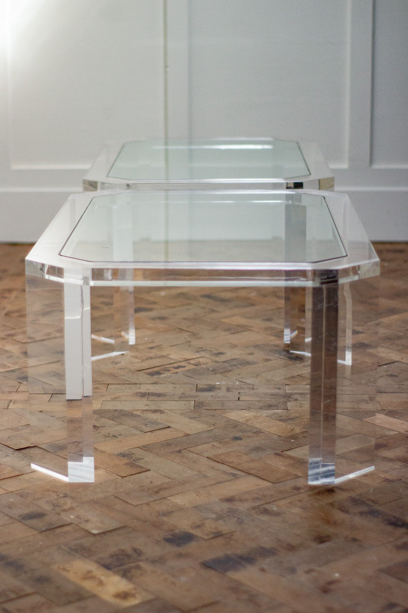 Pair Of Clear Lucite Tables Alexandervanwall