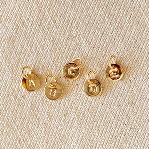 Stamped Tiny Initial Letter Charm in 18k Gold Filled Complete Alphabet - Blackwater
