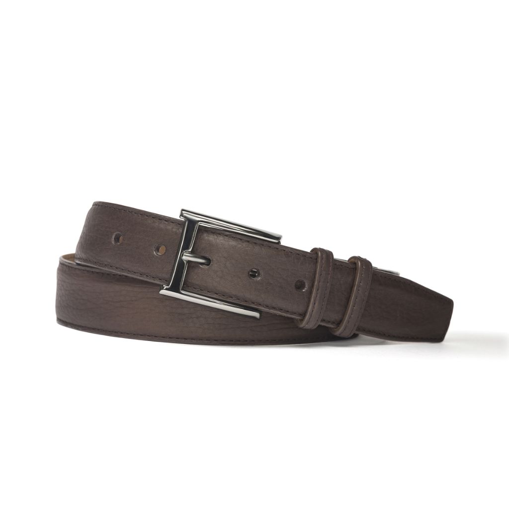 W.Kleinberg Pebbled Calf Belt with Nickel Buckle