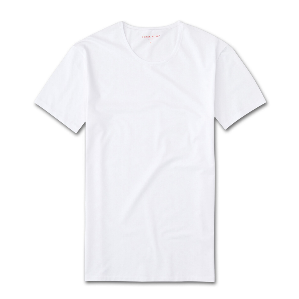 Derek Rose Mens Short Sleeve Pima Cotton V Neck Stretch White T Shirt –  Epic Mens