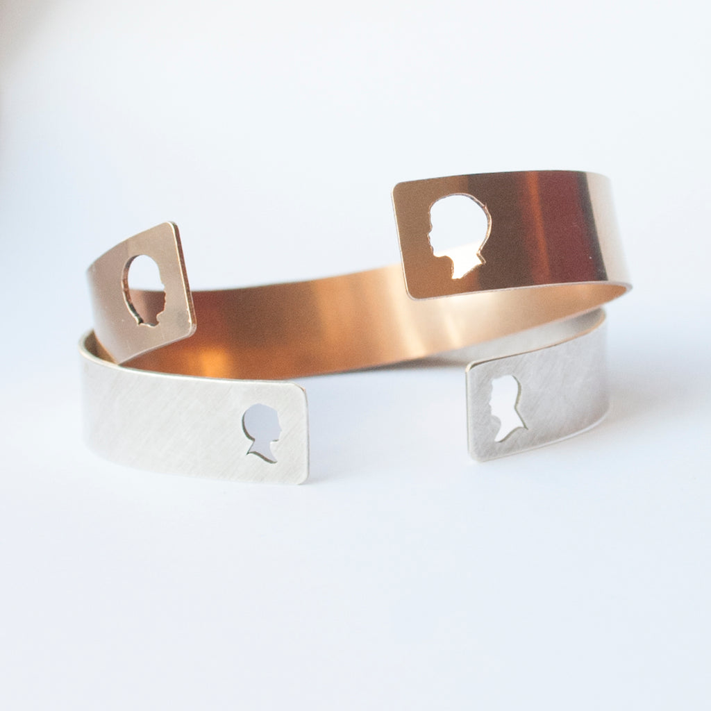 Le Papier Studio bronze and silver silhouette bracelets