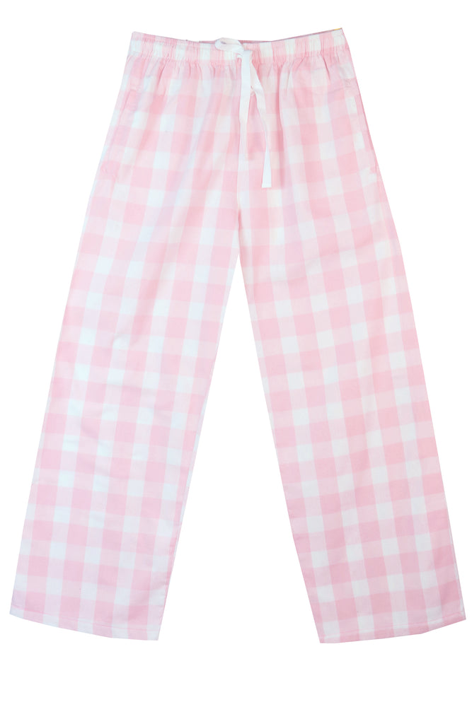 Personalised Brushed cotton Pale Pink Check Pyjama Bottoms | PJ-s ...