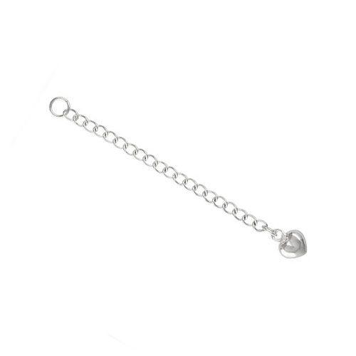 .925 Sterling Silver 2.25in Extender Chain with 6mm Puffed Heart (1 Piece) - Too Cute Beads
